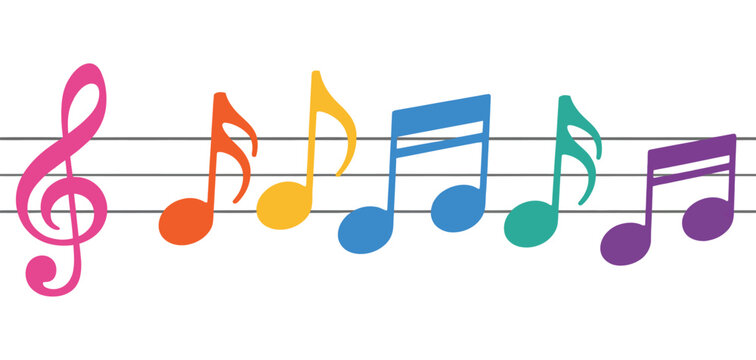 Music note symbols different color music notes icon set musical notation symbols audio melody rhythm vector illustration