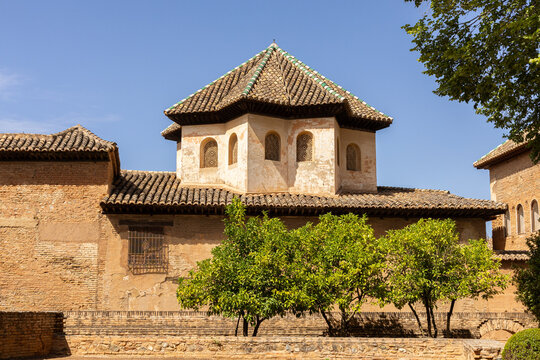 Granada, Spain August 19, 2025. Exterior of hexagonal dome, Sala de las Dos Hermanas, Nasrid Palace. Alhambra.