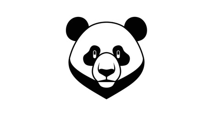 Monochrome panda illustration on white background for commercial use © Asri