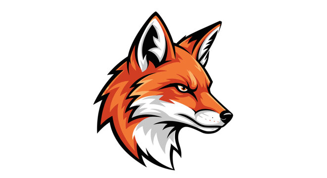 Aggressive Fox Head Logo, Fierce Animal Mascot, Orange and White