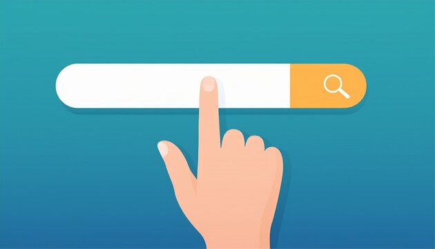 search bar interaction with finger tap clean mobile ui design