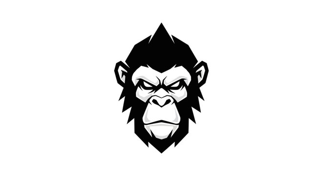 Powerful gorilla mascot head illustration on white background