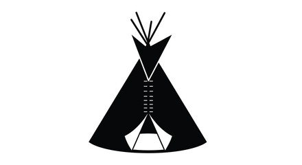 Tipi Tent Silhouette In Black And White Minimalist Design Silhouette © Mdarif