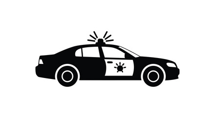 Police Car Silhouette In Black And White Side View Silhouette © Mdarif