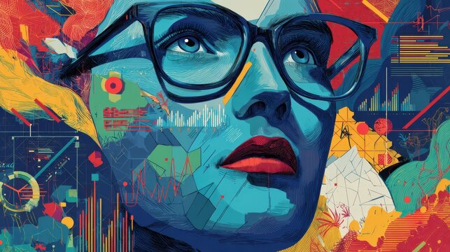 Pixel art portrait of a person wearing glasses