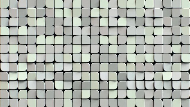 Rounded geometric ceramic shapes with subtle glaze variation and soft shadows. Clean modern abstract background. Seamless loop 3D render animation