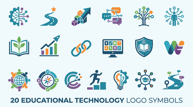 Educational technology logo symbols icons.