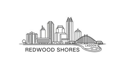 Fototapeta premium Black and white city skyline illustration.