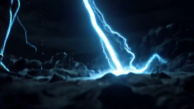 Greek mythology god Zeus. Fantasy. A dramatic portrayal of a muscular, bearded man with a fierce expression, set against a stormy sky. His long.