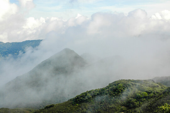 Khao Jed Yod (Seven Hills)  is the highest peak of the Banthat mountain range. It is covered in tropical rainforest and forms a boundary between Trang and Phatthalung provinces. Thailand.
