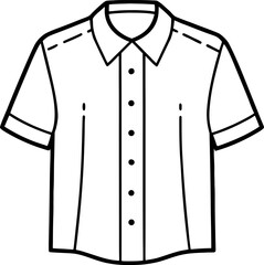 Naklejka premium A simple, line-art illustration of a short-sleeved, button-down shirt dominates the center of the frame. The shirt features a classic collar and a row of buttons running vertically down the front. The