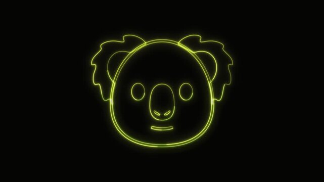  Koala Icon Neon Seamless Loop 4K with Black Background Animated Promotional Typography for Video Editing