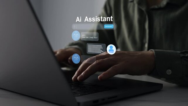 Online support Chatbot Assistant conversation. Virtual assistant, artificial intelligence Bot and CRM software automation technology. Customer person using chat service to get support.
