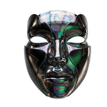 Colorful abstract mask with geometric and tribal patterns
