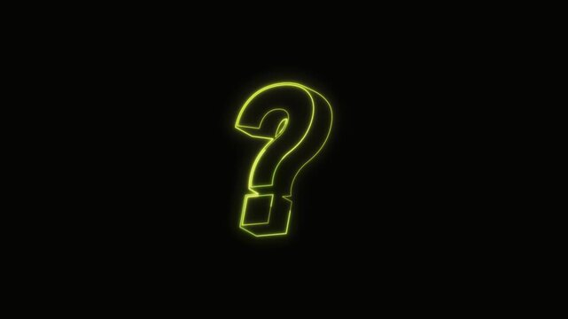  Question Mark Neon Text Seamless Loop 4K with Black Background Animated Promotional Typography for Video Editing