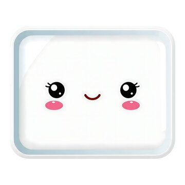 Cute flat vector cartoon face with smiling eyes and blushing cheeks.