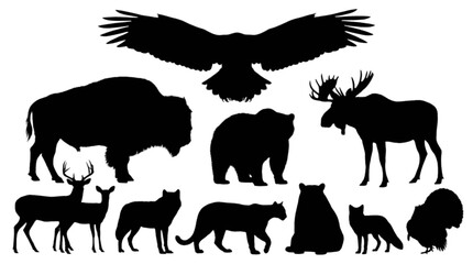Black silhouettes of various wild animals © Md