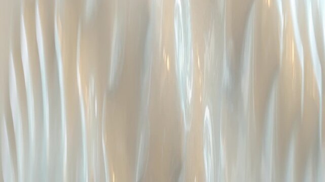 Abstract Glossy White Smooth Waves. Reflective texture creates vertical, undulating ripples and soft drapes that give a modern, clean, and elegant feel. 3D Render Seamless Loop Animation