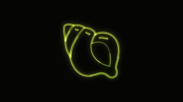  Shellfish Icon Neon Seamless Loop 4K with Black Background Animated Promotional Typography for Video Editing