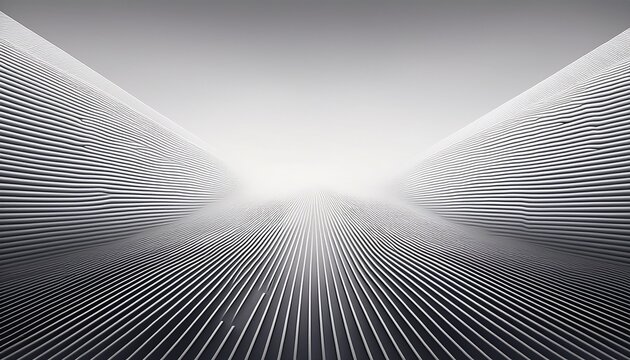 geometric minimalist artwork featuring repetitive parallel lines that fade into a vast empty neutral background suggesting infinite potential geometric white empty