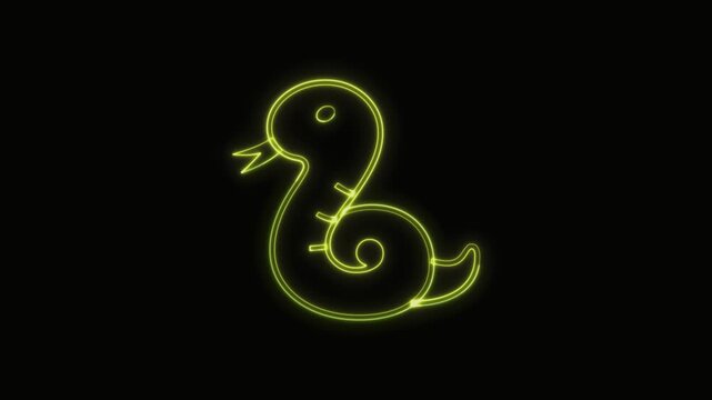  Snake Icon Neon Seamless Loop 4K with Black Background Animated Promotional Typography for Video Editing