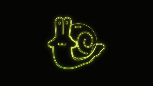  Snail Icon Neon Seamless Loop 4K with Black Background Animated Promotional Typography for Video Editing