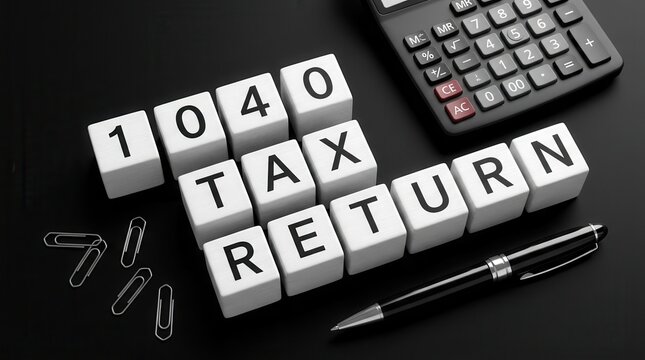 1040 tax return filing preparation for annual individual income reporting and deduction calculation.