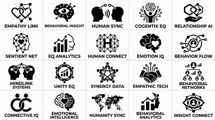 Fototapeta premium Emotional Intelligence Icons and Symbols.