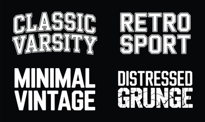 Obraz premium Classic Varsity Vector Typography Badges Set for Retro Sport Apparel and T-shirt Logo Designs
