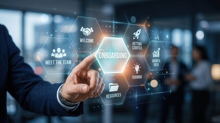 Fototapeta premium Concept of the onboarding new employee process for effective staff induction.