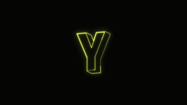  Alphabet Y Neon Text Seamless Loop 4K with Black Background Animated Promotional Typography for Video Editing