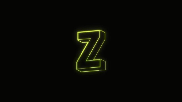  Alphabet Z Neon Text Seamless Loop 4K with Black Background Animated Promotional Typography for Video Editing