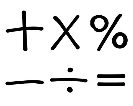 手描きの数学記号セット　四則演算