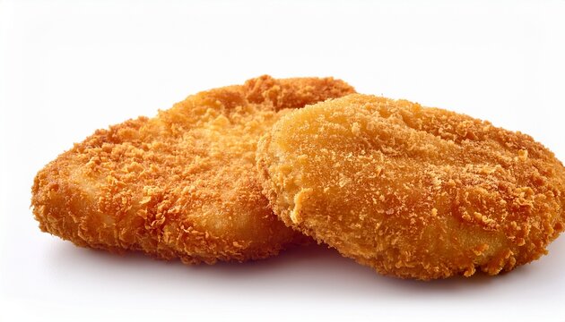 breaded chicken cutlet isolated on white background