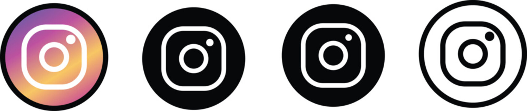 A collection of Instagram social media app icon logos in a circle button set isolated on a white background. Chittagong, Bangladesh - June 8, 2026: