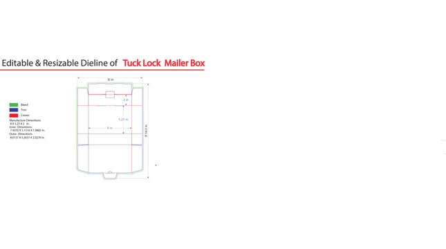 Tuck lock mailer box diagram editable resizable