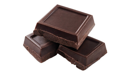 Fototapeta premium Three Dark Chocolate Squares on White