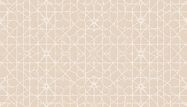 Geometric pattern with white lines on a beige background, intricate symmetrical design, abstract texture, modern decorative element