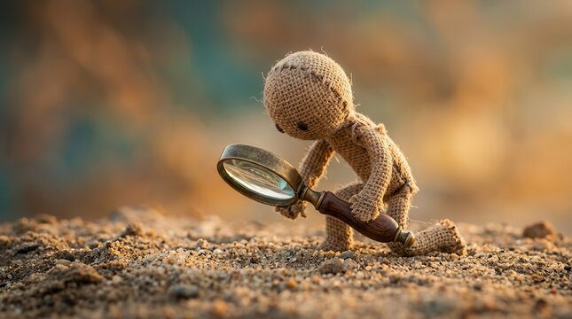 Stick figure holding a magnifying glass to symbolize investigation and critical examination.