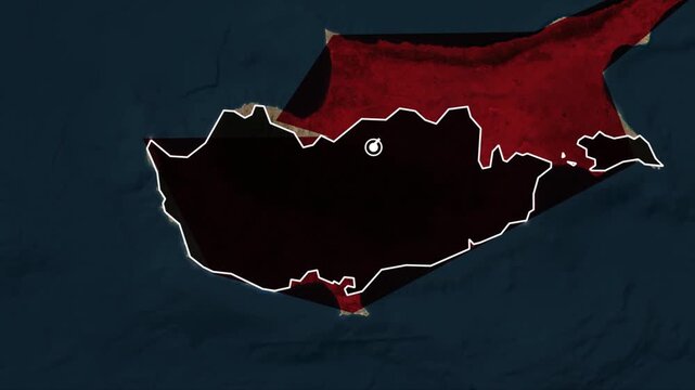 Cyprus Island Map Highlight Animation on Mediterranean Region Map.
Cyprus Political Map Location Reveal Motion Graphic.
Highlighted Cyprus Territory on Regional Geographic Map.