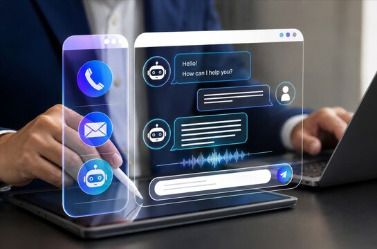Man Chatting with Artificial Intelligence Assistant on Smartphone for Smart Customer Support Solutions