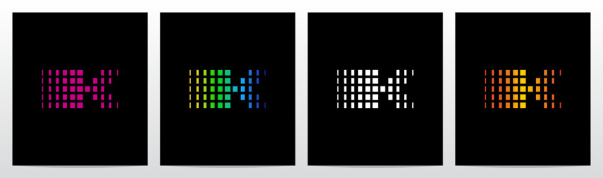 Rectangles Squares Faded Fractal Geometric Letter Initial Logo Design K
