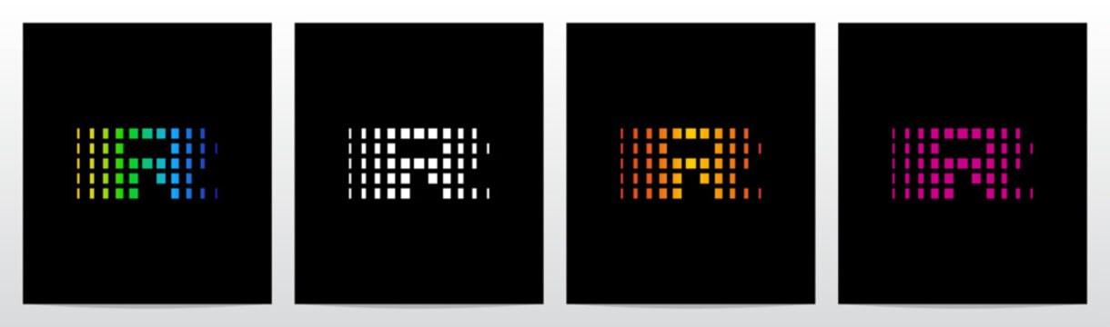 Rectangles Squares Faded Fractal Geometric Letter Initial Logo Design R