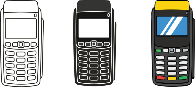 POS terminal card reader set vector illustration retail payment