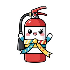 Fototapeta premium Cute cartoon fire hydrant illustration with smiling face.