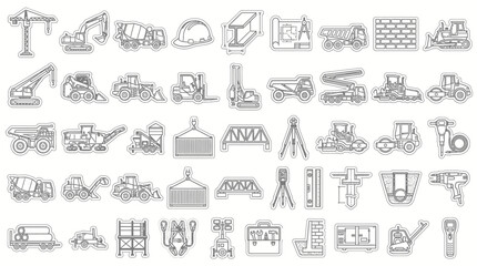 Heavy Machinery and Civil Construction Engineering Outline Icon Collection © Movie