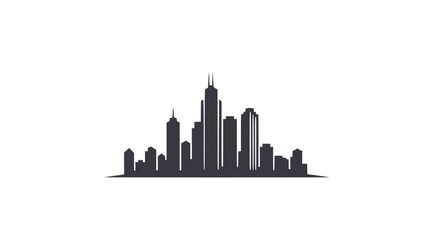 Fototapeta premium Modern city skyline silhouette, urban landscape, architectural design, business center, city view