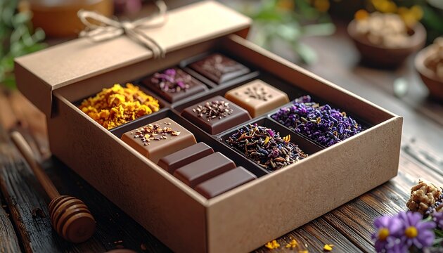 Liebevoll arrangierte Geschenkbox mit selbstgemachten Spezialit&auml;ten