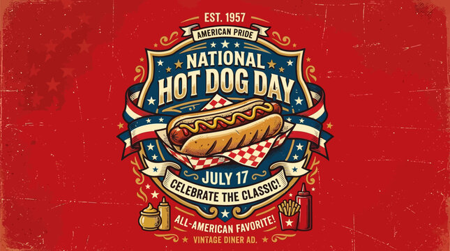 National hot dog day july 17 celebration vintage diner ad