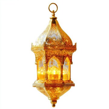 Elegant Golden Moroccan Lantern - Detailed Illumination